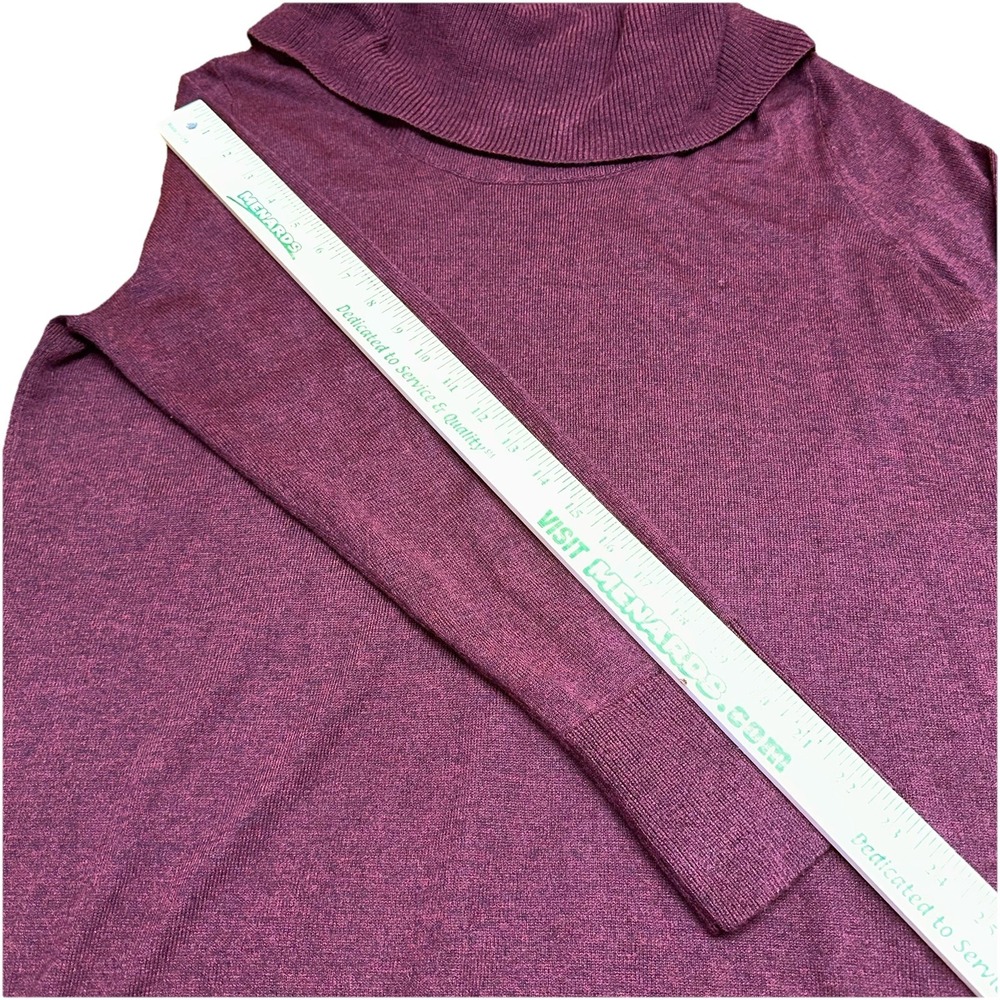 Loft Burgundy Cowl Neck Long Sleeve Ribbed Knit Tunic Sweater Women's XL - Picture 5 of 7